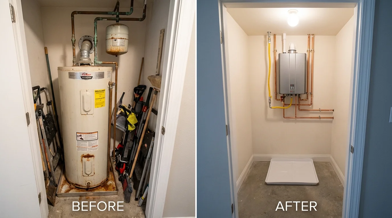 Tank water heater versus wall-mounted tankless unit comparison for Lakewood, NJ homeowners